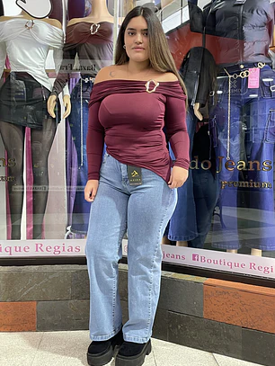 WIDE LEG RECTO CELESTE CLASICO 
