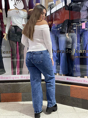 WIDE LEG RECTO CLASICO AZUL JASPEADO 