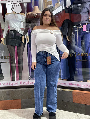 WIDE LEG RECTO CLASICO AZUL JASPEADO 