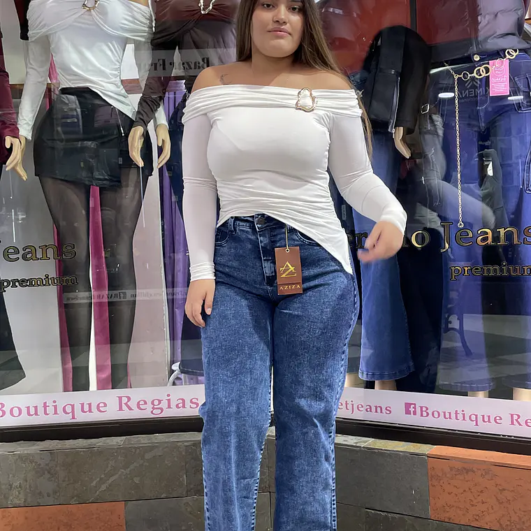 WIDE LEG RECTO CLASICO AZUL JASPEADO  2