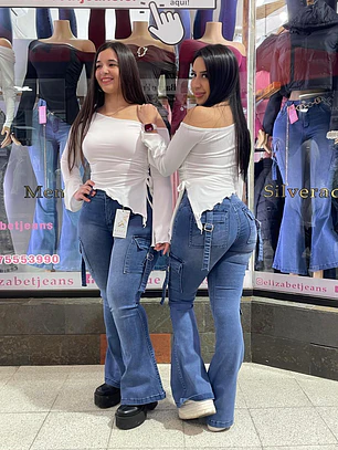 falre jeans sirena cargo celeste medio 