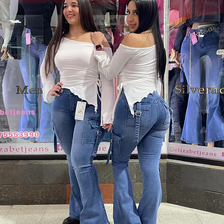 falre jeans sirena cargo celeste medio  1
