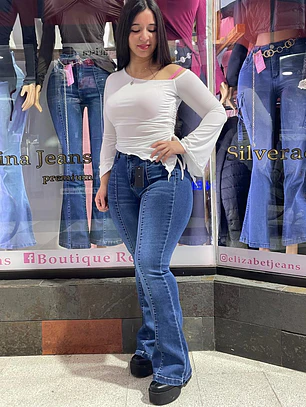 flare jeans sirena linea azul medio