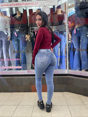 SKINNY JEANS CELESTE CURVI SUPER LEVANTA GLUTEOS