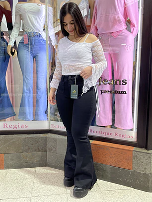 falre jeans sirena reductor de abdomen  negro tapitas 