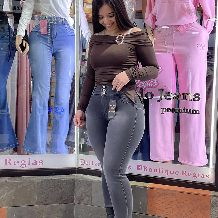 SKINNY JEANS GRIS DISEÑO COLOMBIANO  1