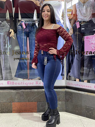 SKINNY JEANS  REDUCTOR AZUL FOCALIZADOS 