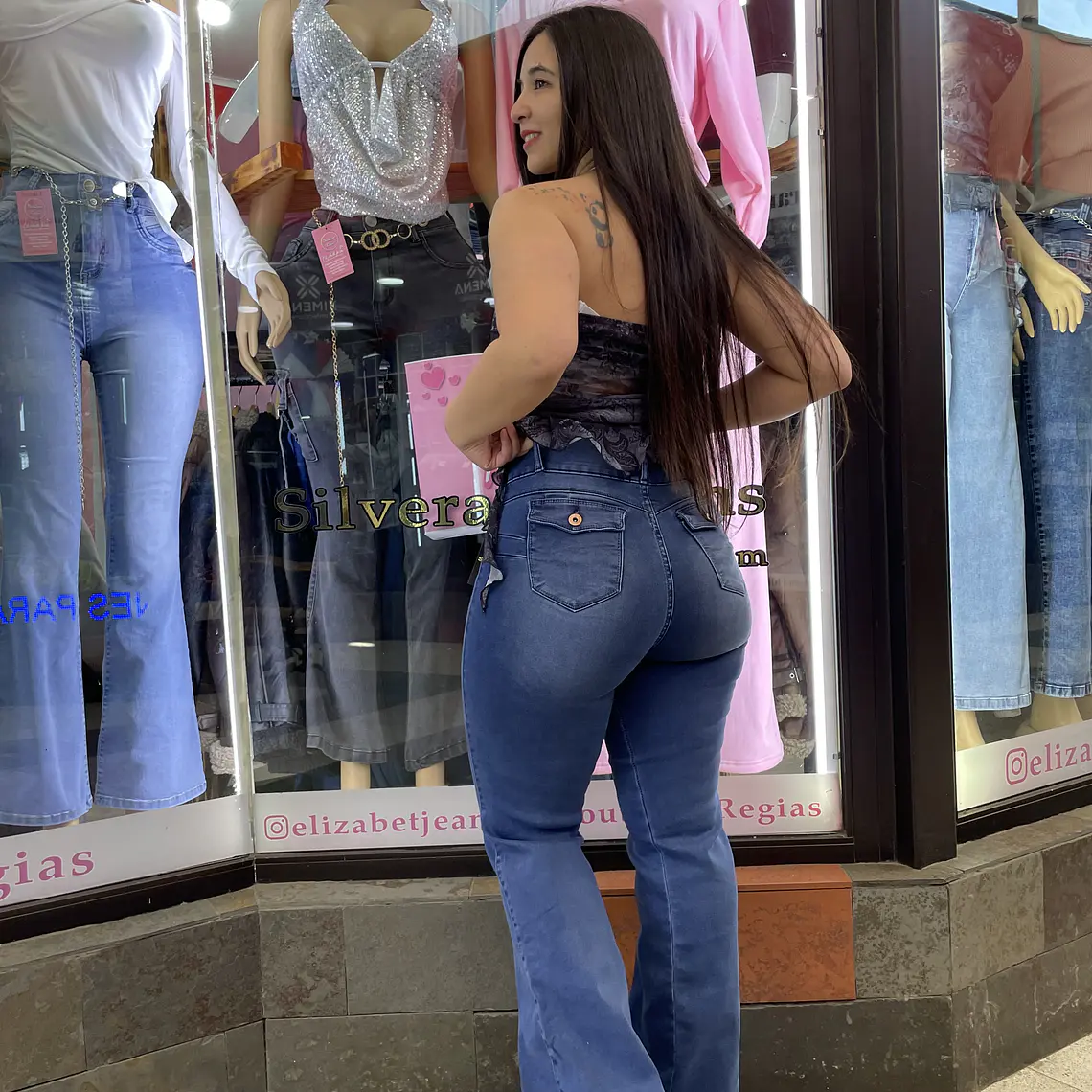flare jeans  tapitas pretina ancha reductor celeste medio  2