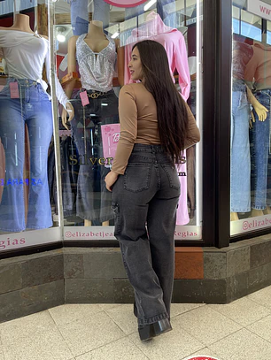 WIDE LEG RECTO CARGO GRIS 
