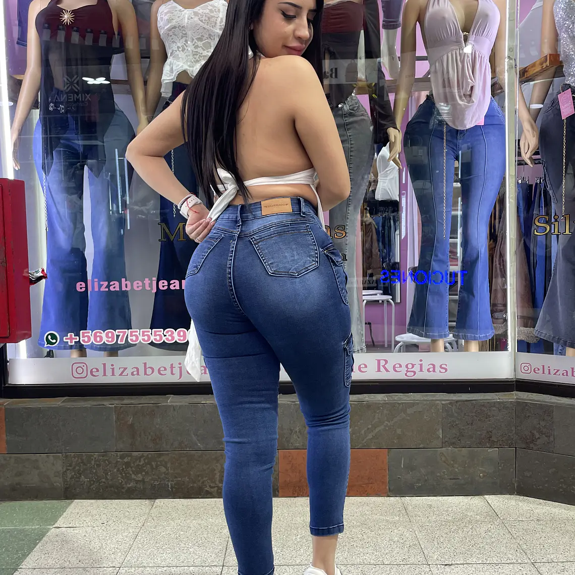 SKINNY JEANS TOBILLERO CARGO AZUL MEDIO  3