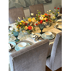 Pack 2 centros de mesa, 1 plinto alto, 2 floreros pequeños de vidrio 3