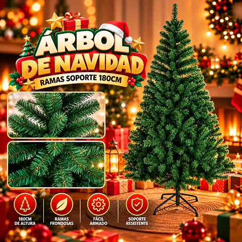 Árbol de Navidad Verde - 180 cm con Soporte