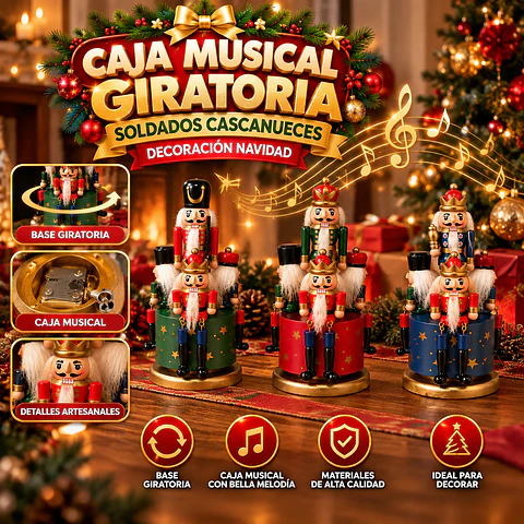 Caja Musical Circular Giratoria Con Soldados Cascanueces Decoración Navidad