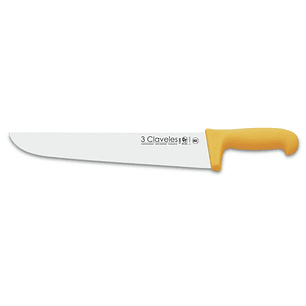 Cuchillo Carnicero Inox 30cm Amarillo #1388 3 Claveles