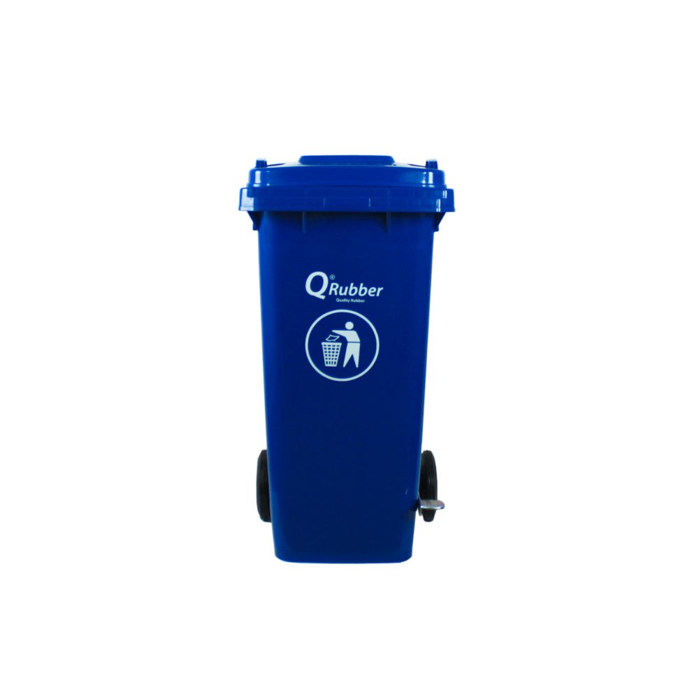 Contenedor Basura C/Pedal Azul 120Lt Qrubber