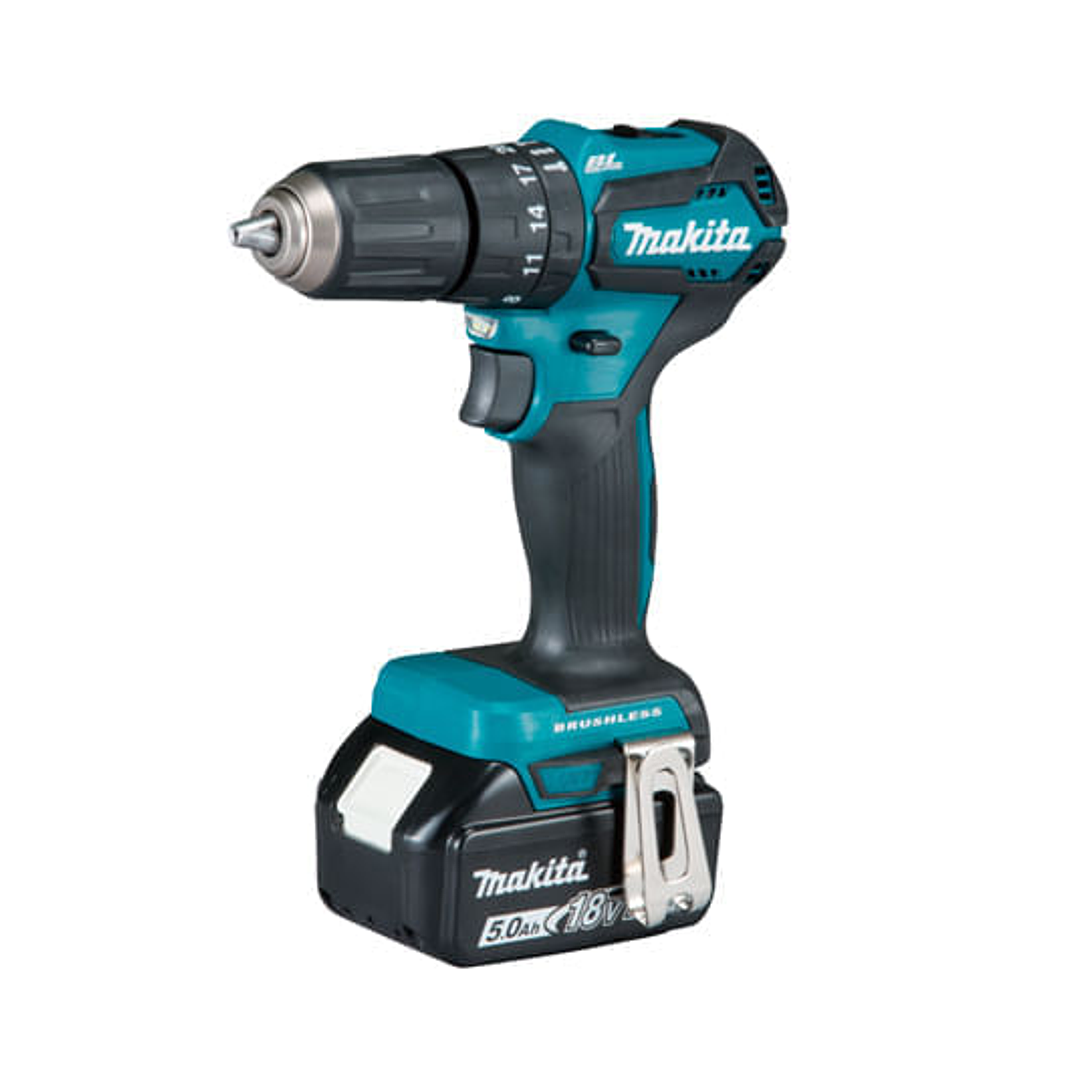 Taladro Atornillador Percutor DHP483RFE Inalámbrico 18V Max. Torque 40 N.m + 2 Baterías 3A.h + Cargador Makita 1