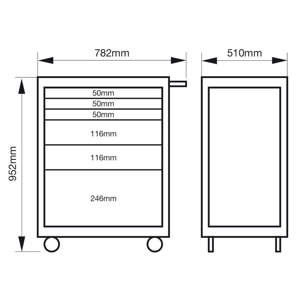 Carro Porta Herramientas Heavy Duty 7 Cajones Capacidad 600Kg 203L Bahco