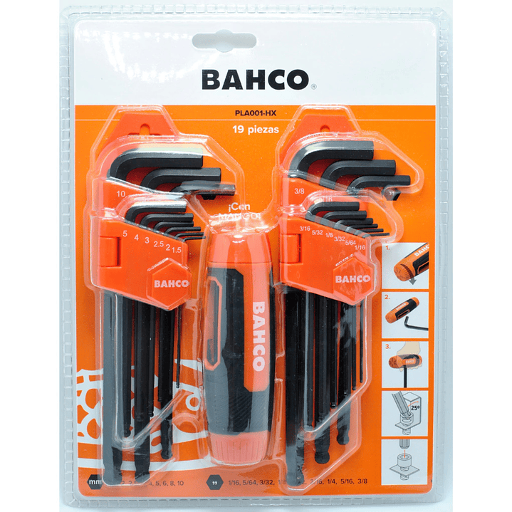 Set Llaves Allen con Mango PLA001-HX 19 Piezas bahco 1