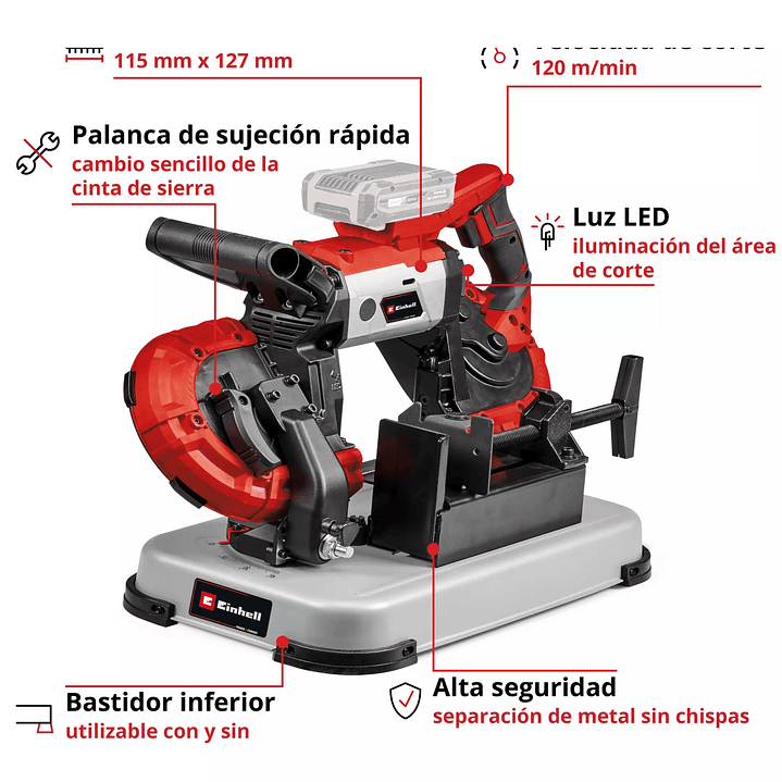 Sierra de Banda Inalámbrica + Base TE-MB 18/127 U LI-Solo Einhell 5