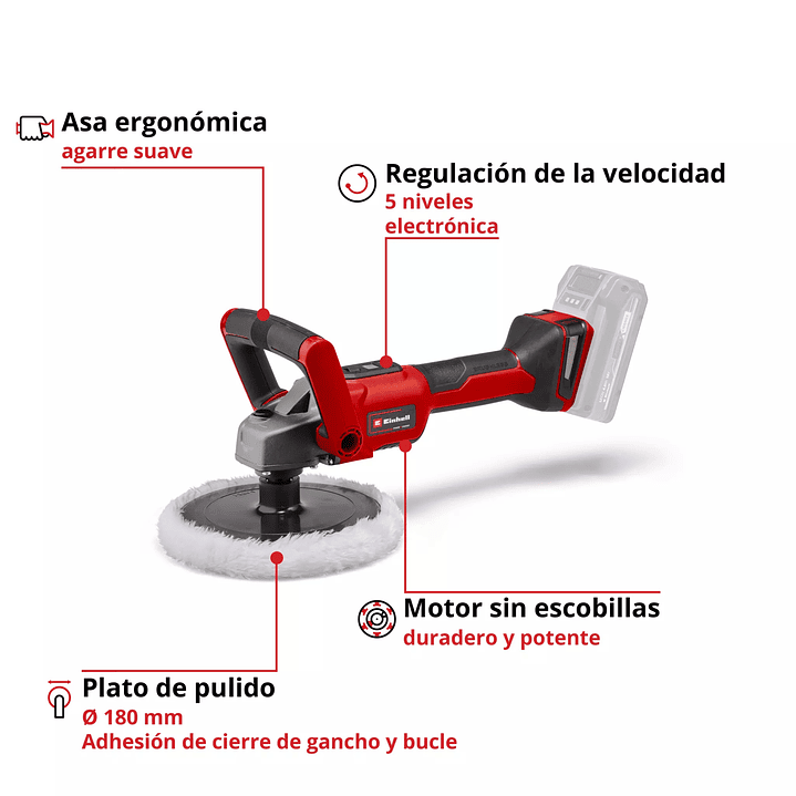 Pulidora y Lijadora 3000 RPM CE-CP 18/180 Li E-Solo Einhell 4