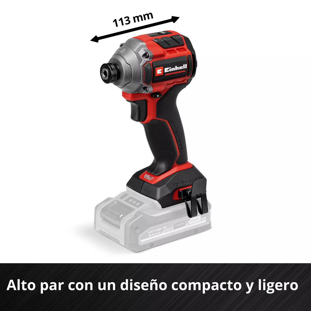 Atornillador de Impacto Inalámbrico 18V + Batería 4.0Ah y Cargador – Einhell TP-CI 18/250 Li BL Power X-Change 4