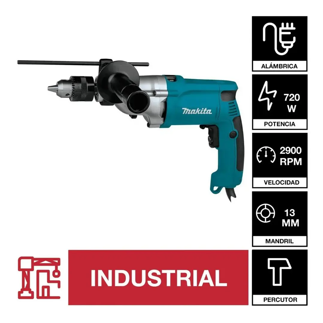 Taladro De Percusión HP2050H de 13 mm.Potencia 720 W. Reversible con Maleta Makita 4