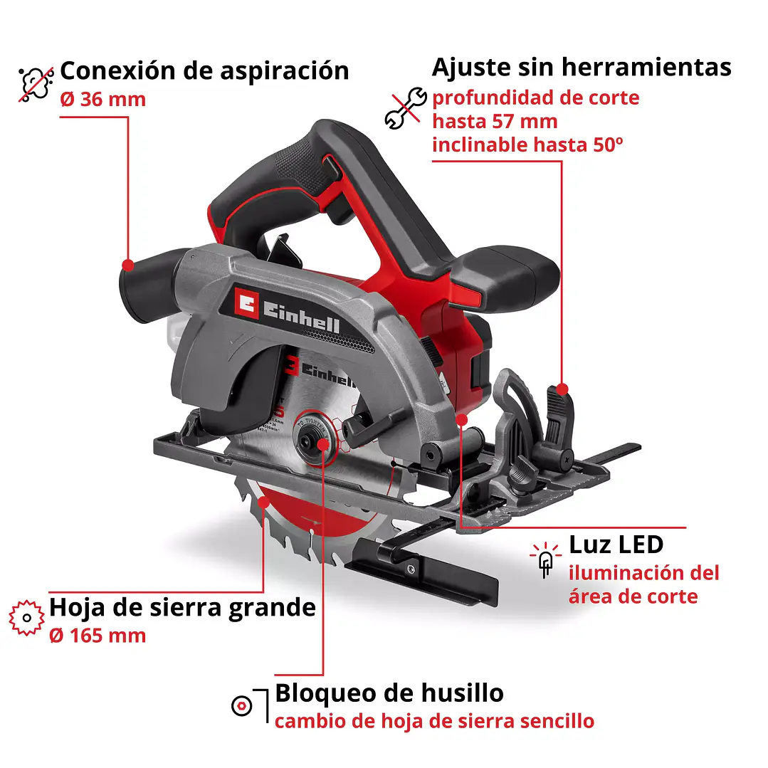 Sierra Circular Inalámbrica Einhell TE-CS 18/165-2 Li + Starter Kit 18V 4,0Ah 3