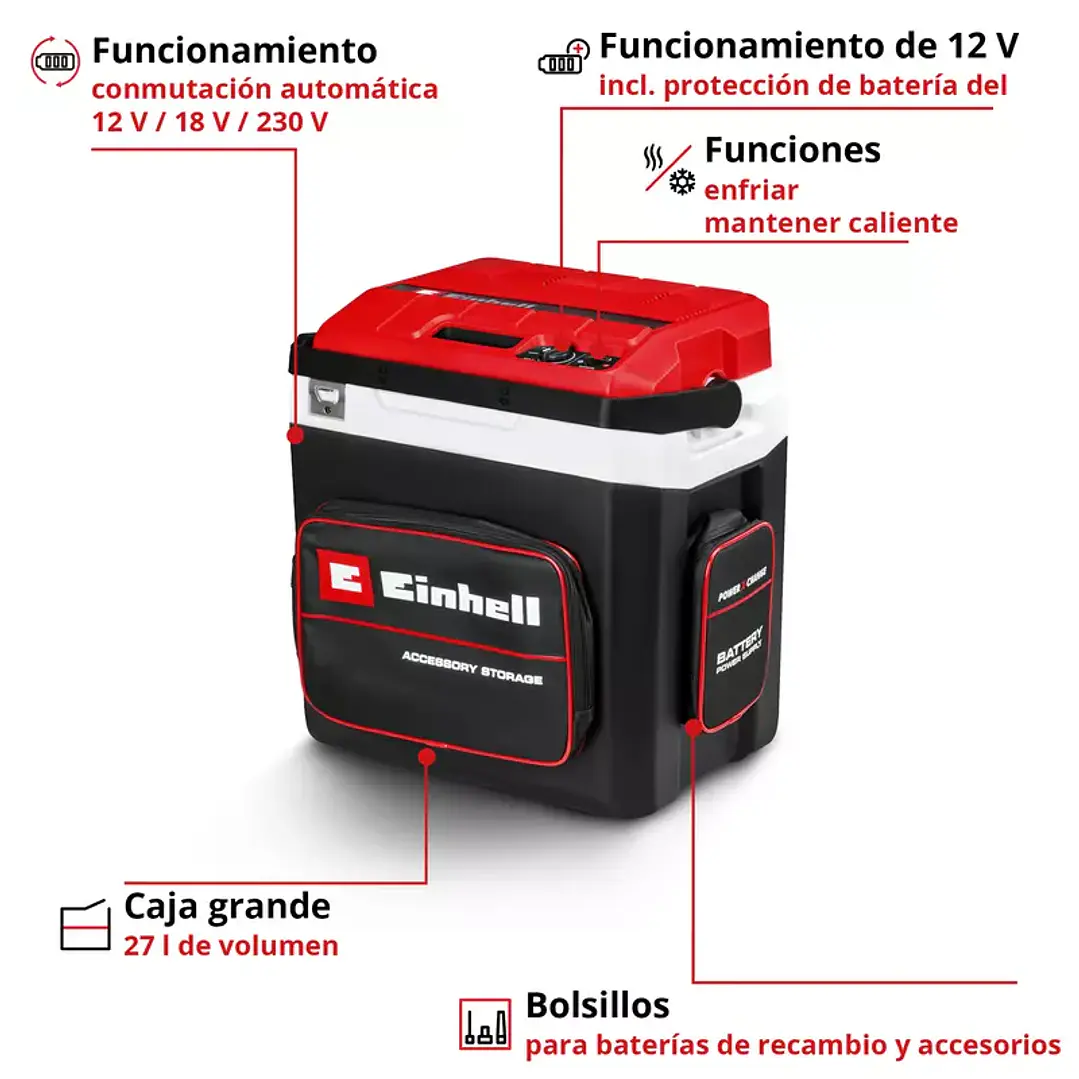 Cooler Inalámbrico 18V 27 L Einhell + Starter Kit 4.0Ah – Refrigeración portátil para uso industrial o residencial 3