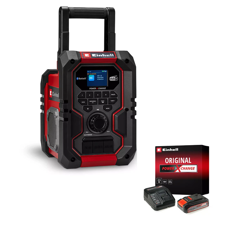 Radio Inalámbrica Einhell TE-CR 18 Li DAB+/FM/BT + Starter Kit 18V 2,5Ah 1