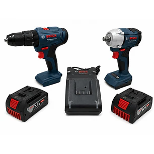 Kit Taladro Percutor + Llave Impacto + Starter Kit 4.0AH 18v Bosch