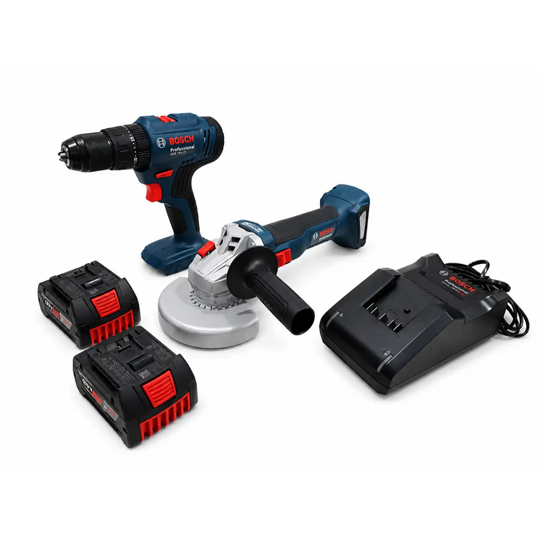 Kit Taladro Percutor + Esmeril Angular + Starter Kit 4.0AH 18v Bosch 1