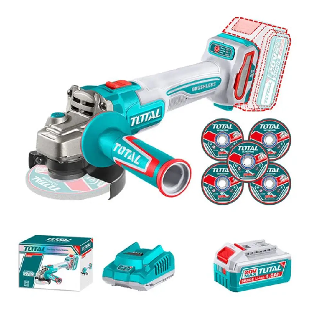 Esmeril Angular Inalámbrico 20V 115 mm (4-1/2”) TOTAL + Batería y Cargador 2