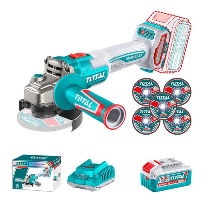 Esmeril Angular Inalámbrico 20V 115 mm (4-1/2”) TOTAL + Batería y Cargador 2