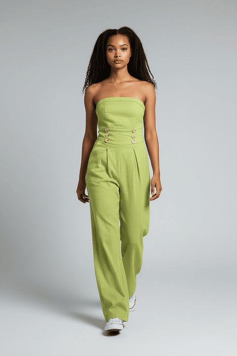 Enterizo Straple Verde Lima Mujer  – Mono Largo Fresco y Casual Elegante