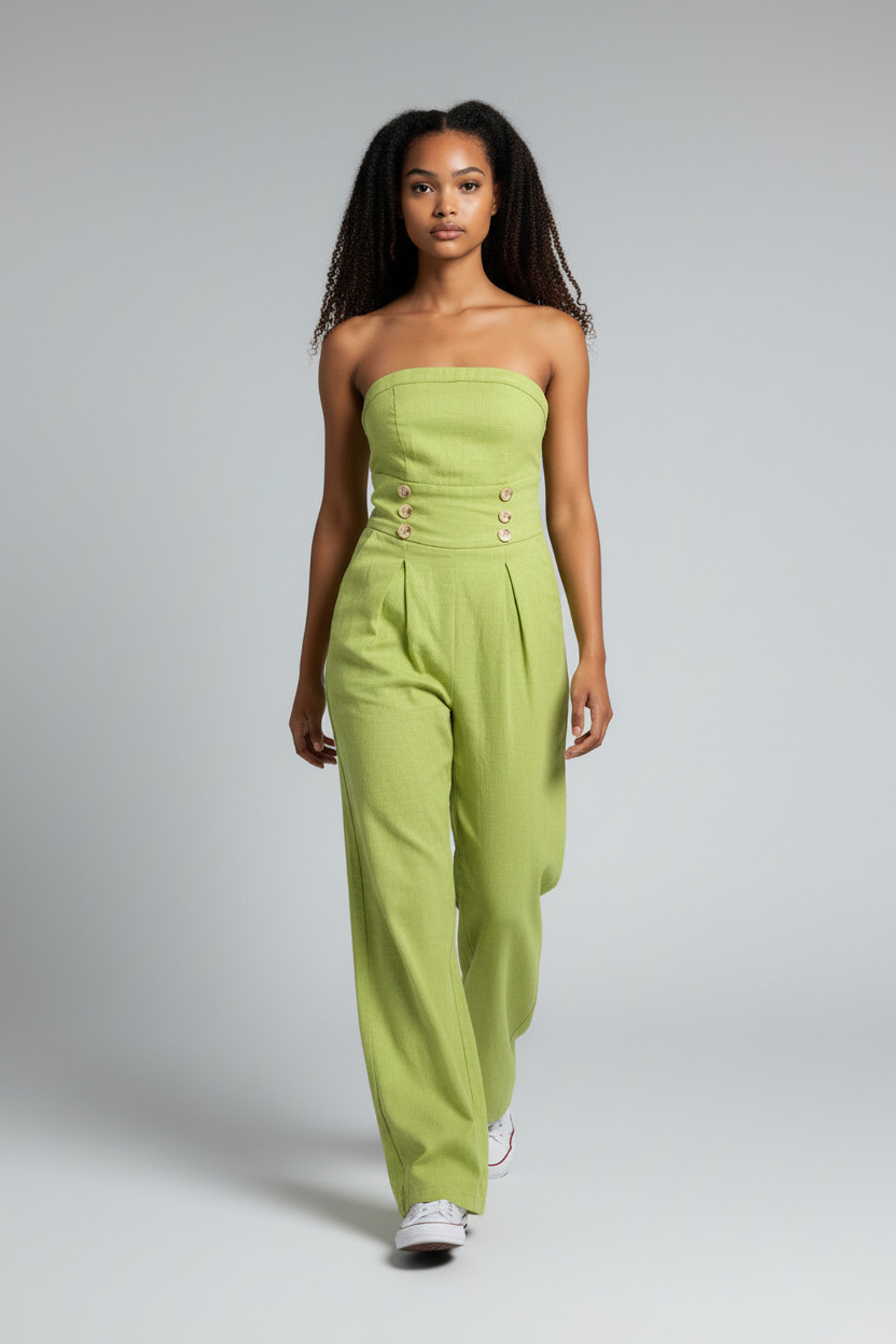 Enterizo Straple Verde Lima Mujer  – Mono Largo Fresco y Casual Elegante 1