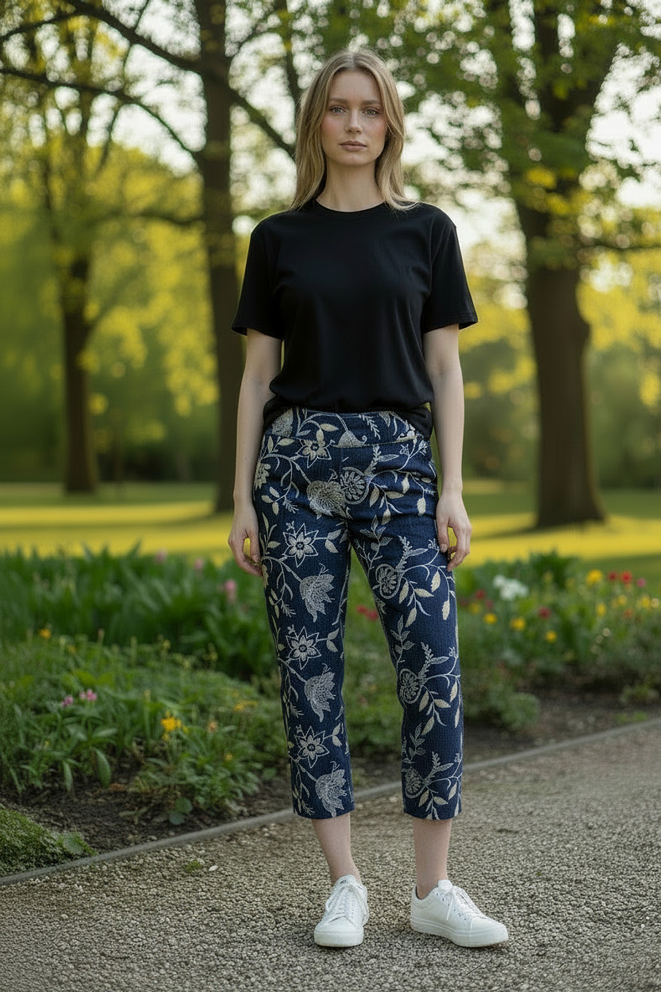 Jean Culotte Tiro Súper Alto Mujer en Jacquard – Denim Elegante y Moderno 1