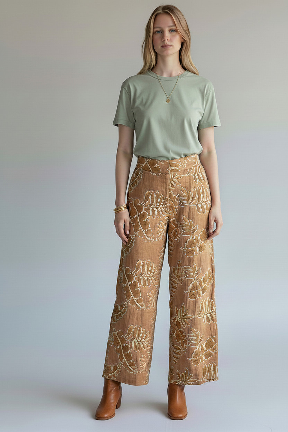 Pantalón Palazzo Tiro Alto Mujer con Cinturón de Tela – Elegante, Fluido y Versátil 1