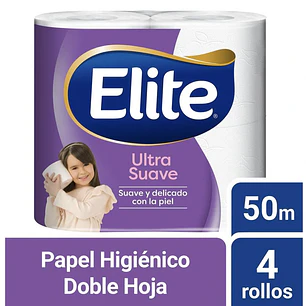Elite Papel Higiénico Doble Hoja Ultra 4 Rollos 50 Metros