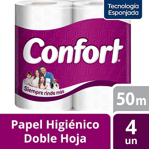 Papel Higiénico Confort Doble Hoja 50 m 4 un.