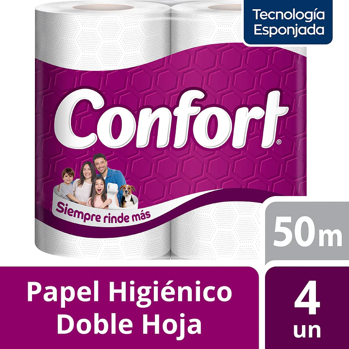 Papel Higiénico Confort Doble Hoja 50 m 4 un. 1