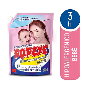 Popeye Detergente Líquido Hipoalergénico Doypack 3 Litros