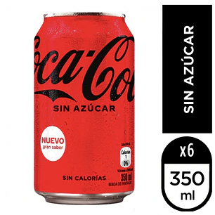 Bebida Lata Coca-Cola Sin Azúcar Pack 6 UND 350 ML