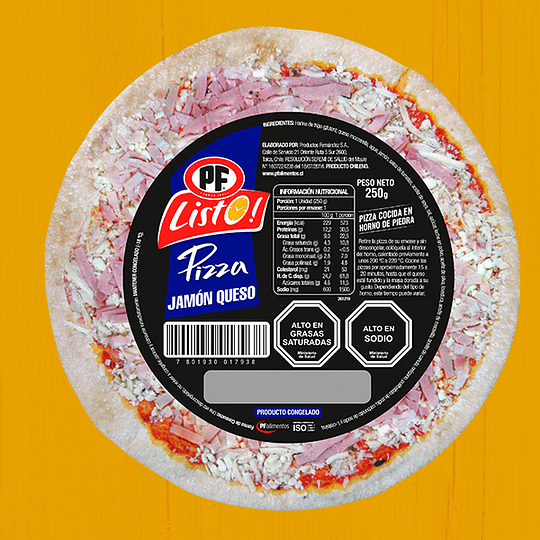 Pizza jamón queso PF 250 grs 