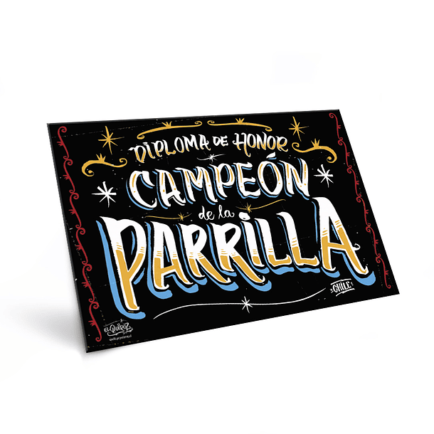 Cartel Diploma Campeón de la Parrilla 