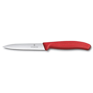 Cuchillo Verdura Dentado Puntiagudo color Rojo. Hoja 10 cm. Victorinox