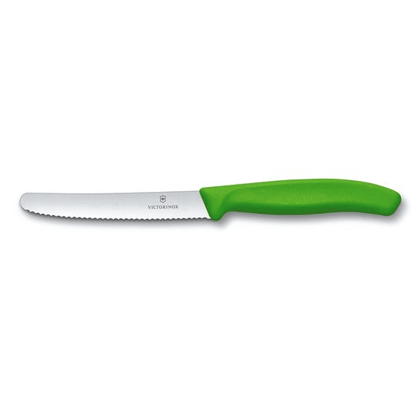 Cuchillo de mesa y cuchillo para tomates Swiss Classic. color Verde. Hoja 11 cm. Victorinox® 1