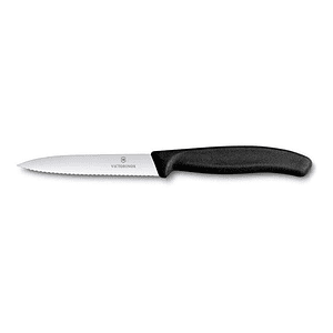 Cuchillo Verdura Dentado Puntiagudo color Negro. Hoja 10 cm. Victorinox