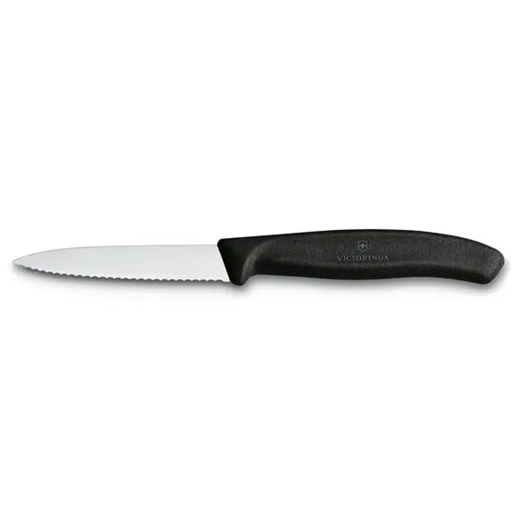 Cuchillo Verdura Puntiagudo Dentado color Negro Hoja 8 cm. Victorinox®