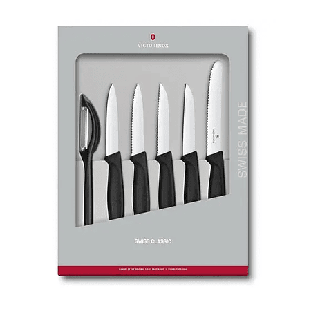 Set de cuchillos mondadores Swiss Classic negro, 6 piezas  Victorinox