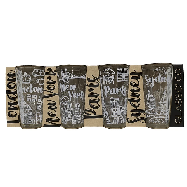 Set De Vasos Glasso Chile Collection / 4 Piezas / 479 Ml